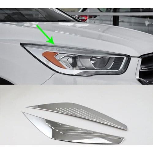 Car Accessories Exterior Decoration ABS Chrome Front Head Light Lamp Eyebrow Cover Trim For Ford Kuga/Escape 2017 Car-styling