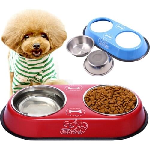 Pet dog bowl cat bowl pet supplies teddy dog stainless steel non-slip