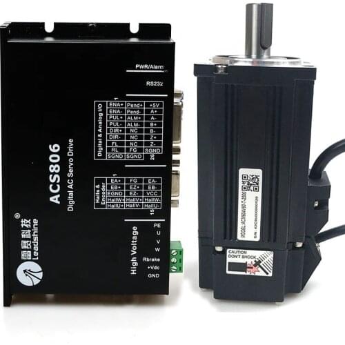 Leadshine 400W Brushless AC Servo Motor ACM604V60-T-2500 + ACS806 Drive kit with 2500 line encoder cable and motor cable