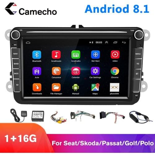Camecho MP5 Multimedia Player Android 8.1 Car Radios GPS 8inch For Seat/Skoda/Passat/Golf/Polo Bluetooth Auto Radio Audio Stereo