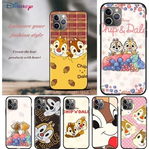 Chip 'n' Dale Disney For Apple iPhone 12 11 Pro Max mini XS Max XR X 8 7 6 6S Plus 5S SE 2020 Soft Black Phone Case