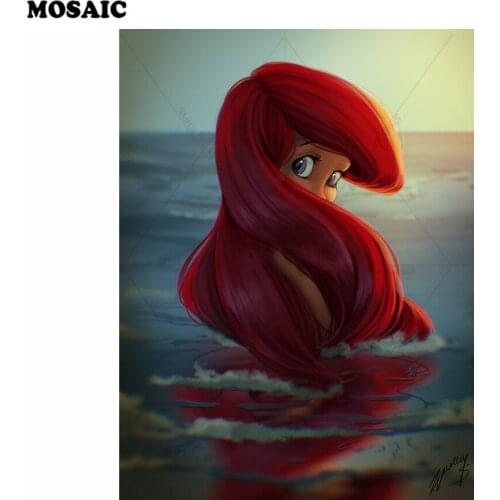 DIY Diamond Painting Mermaid Cross Stitch Home Decor cartoon girls picture Diamond Mosaic Pattern Square Diamond Embroidery D82
