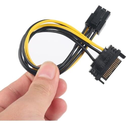 Wholesale SATA Power Cable 15 Pin to 6 Pin PCI Express PCI-E Sata Converter Graphics Video Card 20CM Length Power Cable Adapter