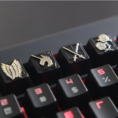 Key cap 1 set Attack on Titan theme aluminum alloy metal mechanical keyboard keycaps R4 height for Cherry MX