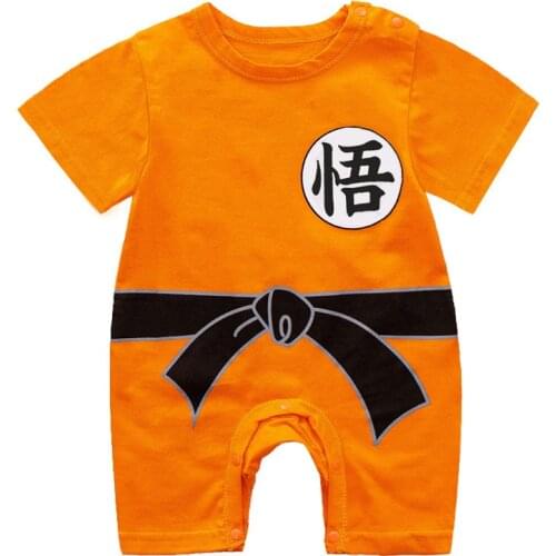 Kung Fu Baby Boys Rompers Goku Romper Infant Jumpsuit Summer Short Sleeve Newborn Baby Boys Girls Clothes Toddler Outfit