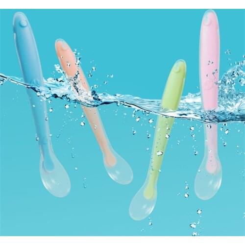 Hot Sale Baby Soft Silicone Spoon Candy Color Temperature Sensing Spoon Children Food Baby Feeding Tools
