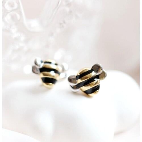 925 Sterling Silver Simple Animals Bee Stud Earring For Women Wedding Party Jewelry Pendientes Accessories eh052