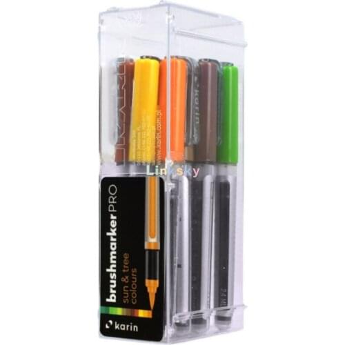 Karin Marker Brushmarker PRO 12 Sun&Tree Colours Set,Built-in soft head,Suitable for for drawing on watercolour paper