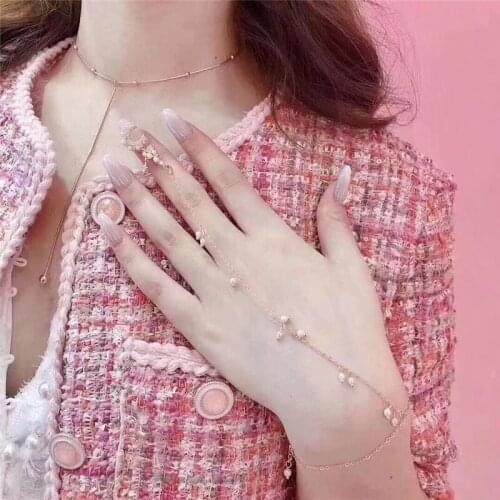 Princess style Gradual white pure color with golden bracelet 3d decorated fake nails Japanese full nail tips Bride false nails