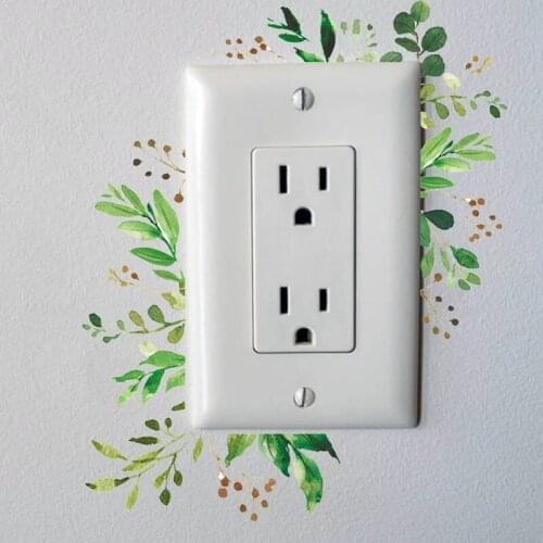 Green Leaf Wall Stickers Creative Switch Socket Beautification Decorative Wall Stickers Wall Stickers Pvc Switch Stickers