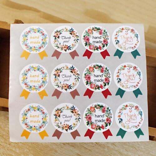 60pcs/5Sheets diy Handmade Stickers Kraft Label Sticker Hand Made For Gift Cake Baking Sealing Sticker