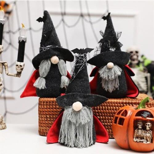 2021 New Halloween Gnome Decoration Cute Swedish Tomte Vampire Doll with Witch Hat for Home Office