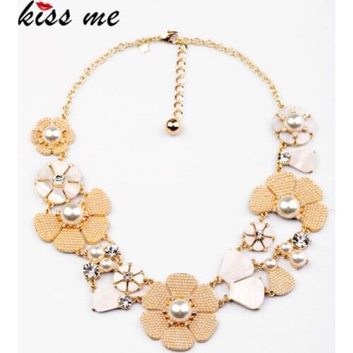 New Styles 2017 Fashion Jewelry Elegant Imitation Pearls Flowers Necklace Christmas Gifts