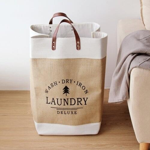 Extra Large Laundry Basket Fabric Storage Basket for Clothes Sundries Toys Organizer Portable Laundry Hamper with PU Handle