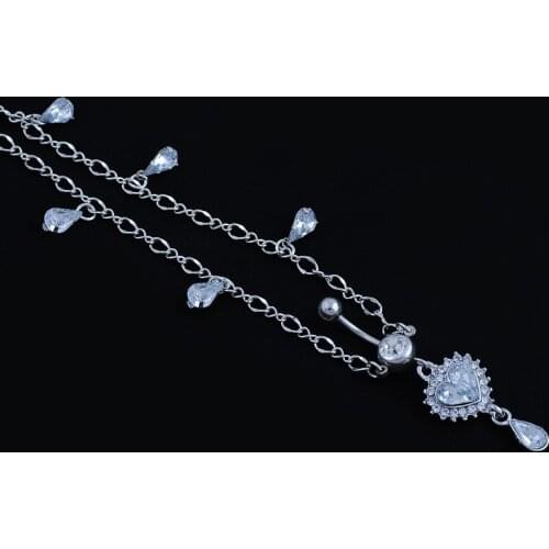 2016 Dangle Austria Crystal Belly Chians Water Drop Shape Bar Silver Plated Belly Chain 70*16cm Dangle Body Jewelry Piercing