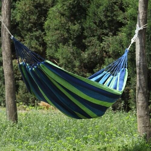 Portable canvas Hammock Outdoor Garden Hang Bed Travel Camping Swing Canvas Stripe NVIEF Free Shipping