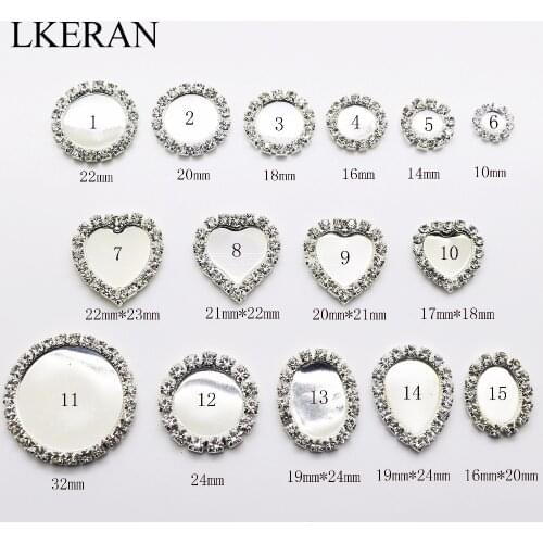 New 10Pcs/Package Full Size Plating Silver Flat Back Rhinestons Button Crystal Base Accessories