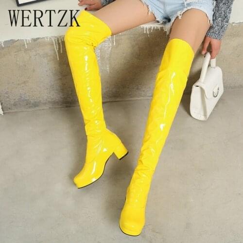 Fashion Colorful Autumn Winter Women Boots Classic Sexy Ladies Long Boots Over the Knee Shoes Comfort Platform Zipper Red Boots