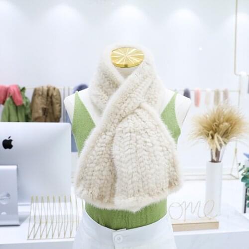 Ladies Real Mink Fur Scarf Winter Fashion Thermal Knitted muffler Genuine Fur Neckerchief 2020 Female Luxury New Fashion Scarfs