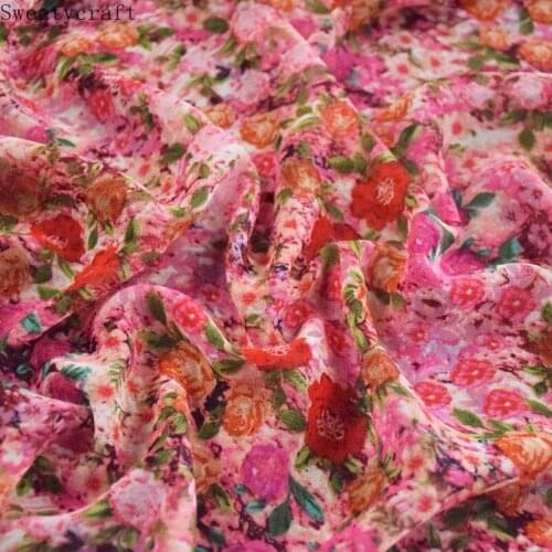 Monet Style Watercolor Flower Georgette Chiffon Fabric DIY Sewing Spring Summer Fashion Shirt Skirt Dress Womens Cloth Material