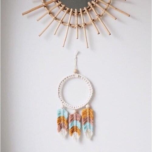 Nordic Handmade Cotton Rope Woven Scandinavian Home Bedroom Wall Hanging Woven Leaves Tapestry Children Girls Room Ornament Gift