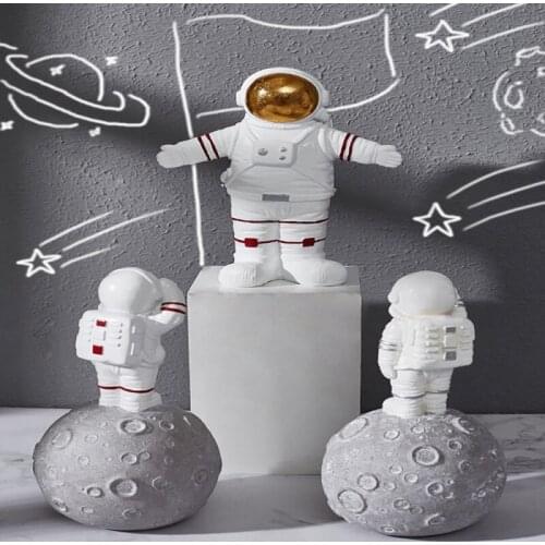 Home Decorations Figurines New Space Man Astronaut Sculpture Figures Rocket Plane Cosmonaut Figure Model Ceramic Material Statu