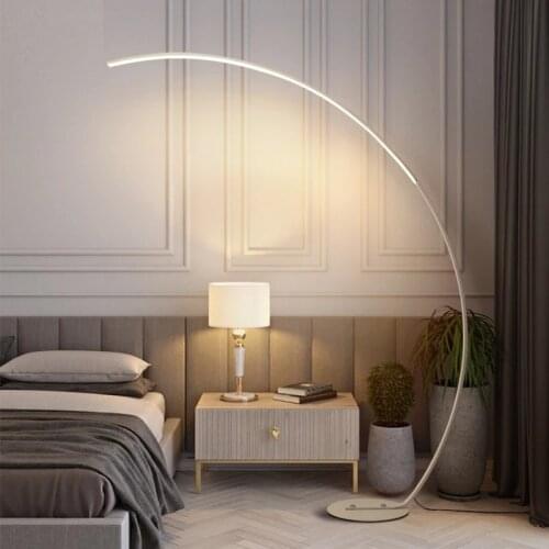 New simple fishing arc floor lamp living room three-color light floor lamp bedroom bedside led light black and white