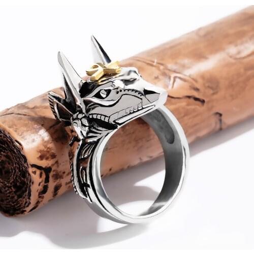 GorGor Minimalist New Fashion Hiphop Punk Style Domineering Creative Design Egyptian Cross Ring Titanium Steel Mens Rings 626