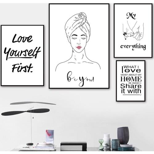 Line Girl Hand Hanger Quote Simplicity Wall Art Canvas Painting Nordic Posters And Prints Pictures For Living Room Home Decor
