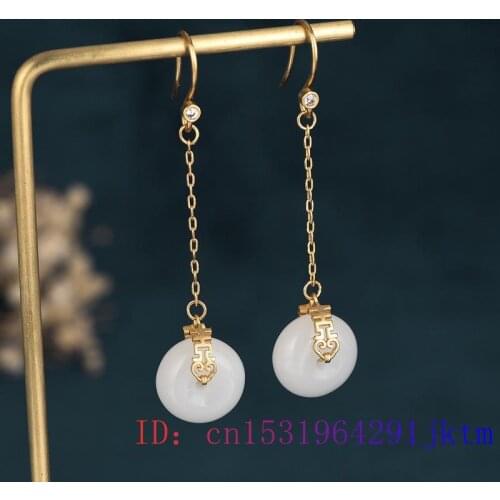 White Jade Doughnut Earrings Fashion Women Gemstone Charm 925 Silver Crystal Natural Zircon Jewelry Agate Amulet Chalcedony