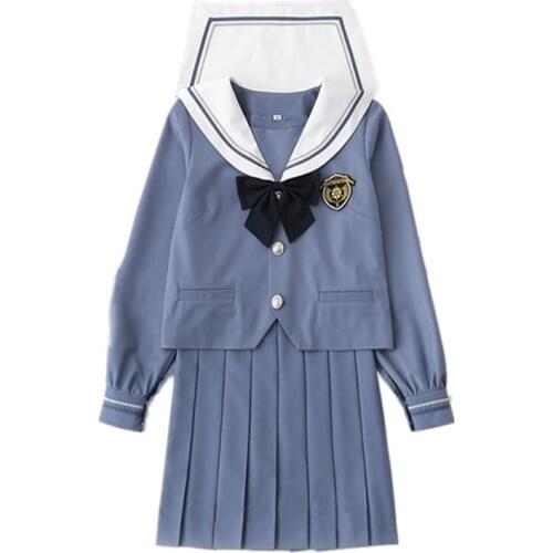 Japanese girl jk uniform sweet college Feng Shui sailor suit top + skirt Lolita student suit