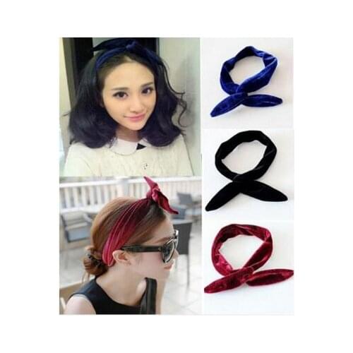 2019 New 10pcs Velvet Bunny Wire Wrap Headband Hair Band Women Girls Hair Accessories Rabbit Ear Turban Bandage On Head Bandana