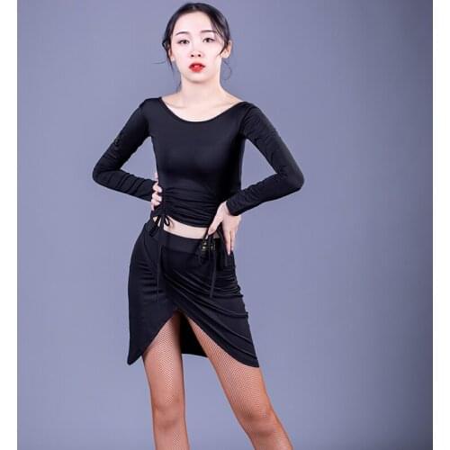Latin Dance Costumes Women Long Sleeve Tops Ladies Practice Skirt Rumba Tango Samba Salsa Cha Cha Ballroom Dance Clothes VO670