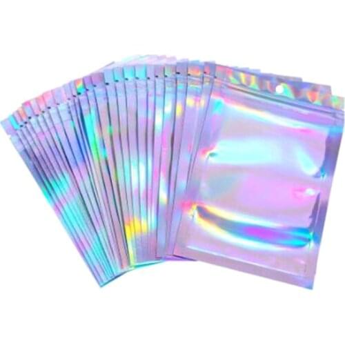 100pcs Translucent Zip Lock Bags Holographic Storage Bag Xmas Gift Packaging Socks Sexy Lingerie Glove Cosmetics