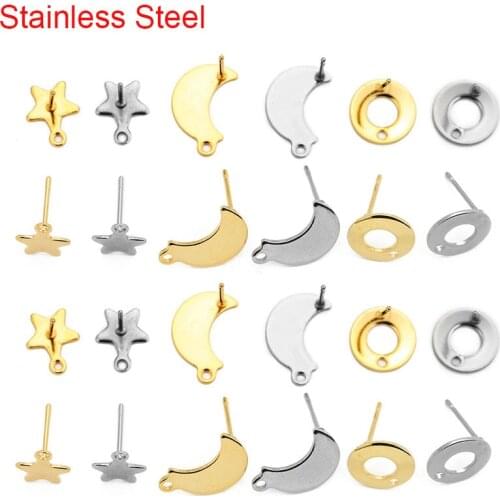 20pcs Gold Color Hypoallergenic Stainless Steel Stud Earring Post With Loop Craft Earring Making Findings Diy Jewelry Supplies