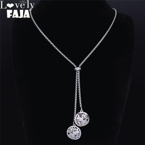 2021 Tree of Life Stainless Steel Necklaces Women Silver Color Pendant Necklace Jewelry joyeria acero inoxidable NXS03