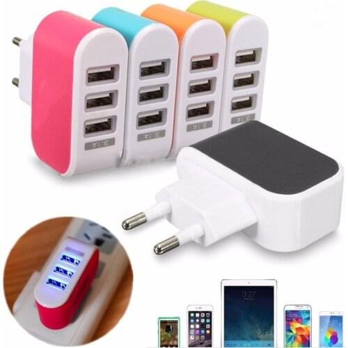 1PC 3.1A Triple 3 USB Ports Charger Home Travel Wall AC Power Charger Phone Tablet Electronic LED Power Adapters US/EU Plug