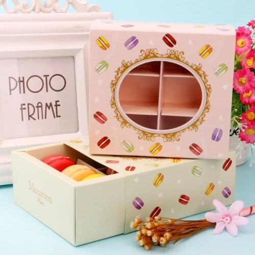 400pcs/lot Cookie Package the Happy Everyday Spot 6 Cups Macaron Box Cake box Chocolate Muffin Biscuits Box 12*11*5.2cm