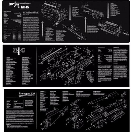 AR-15 AK47 870 Gun Cleaning Rubber Mat 36"x12" Waterproof Non-Slip Cleaning Mat with Parts Diagram Instruction Armorer Bench Mat