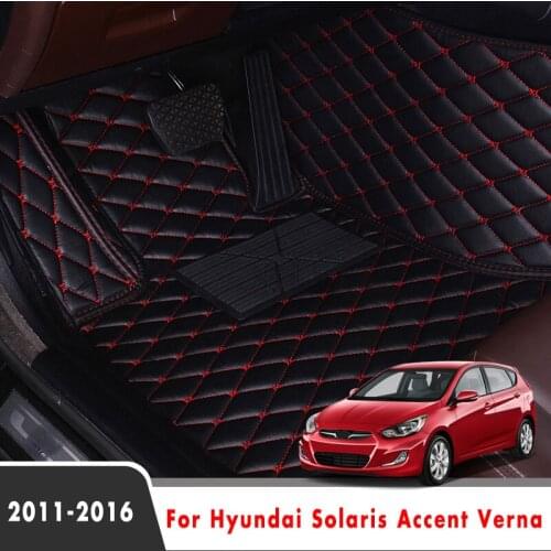 For Hyundai Solaris Accent Verna 2016 2015 2014 2013 2012 2011 Car Floor Mats Styling Leather Carpets Interior Accessories Rugs