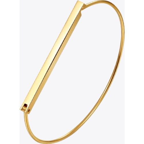 Enfashion Personalized Custom Engrave Name Flat Bar Cuff Bracelet Gold color Bangle Bracelet For Women Bracelets Bangles