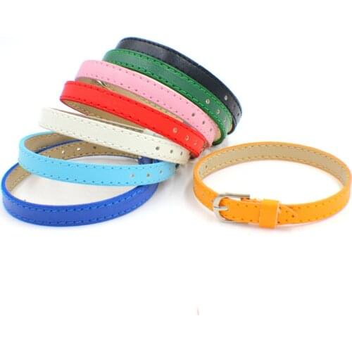 8MM PU Leather Wristband Bracelets 8 Colors Belt Strap Leather Watch Band For Slider 2019 DIY Jewelry Fit Slide Charms