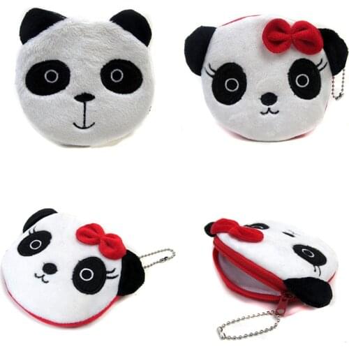 Panda Kids Plush Coin Purse Zippper Money Bag Coin Pocket Kids Purse Girl Women Wallet Key Card Holder Pochette Coin Bags