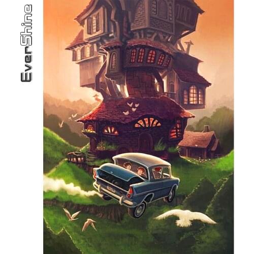 Evershine DIY Diamond Painting Car New Arrival Diamond Embroidery House Landscape Cross Stitch Cartoon Mosaic Art Handmade Gift