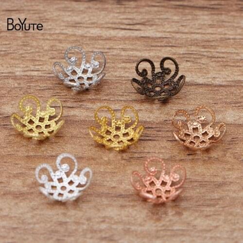 BoYuTe (200 Pieces/Lot) 4*10MM Metal Brass Filigree Bead Caps Diy Hand Made Jewelry Materials Wholesale