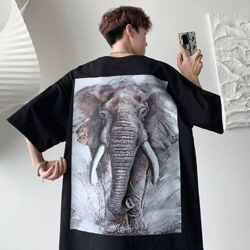 New Summer Mens T Shirt 2021 Fashion Animal Printed T-shirt Mens Oversized Hip Hop Short Sleeve Casual Mens Streetwear Top Tees