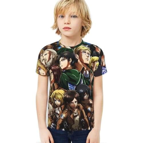 3D Printed t shirt Anime Attack On Titan figure T-shirt Short Sleeve Kids Boy Girls Casual Tops Tees Toddler Childrens Clothing