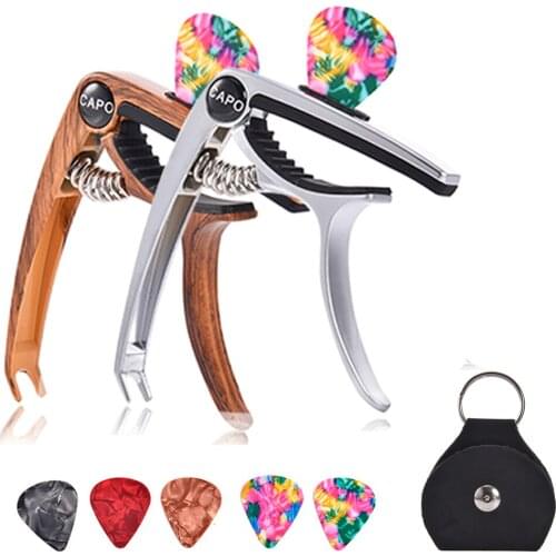 Guitar Capo for 6/12 String Acoustic and Electric Guitars Bass Ukulele Mandolin Banjo with Picks and Picks Holder