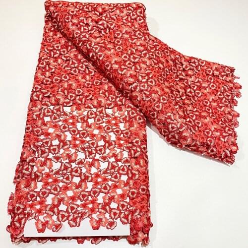 Nigerian Lace Fabric 2021 High Quality Lace Water Soluble Embroidered Fashion Soft Lace Fabric 5 Yards