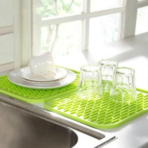 Kitchen Silicone Sink Mat Heat Resistant Dishes Cup Dry Pad Pot Holder Durable Table Placemat Coasters